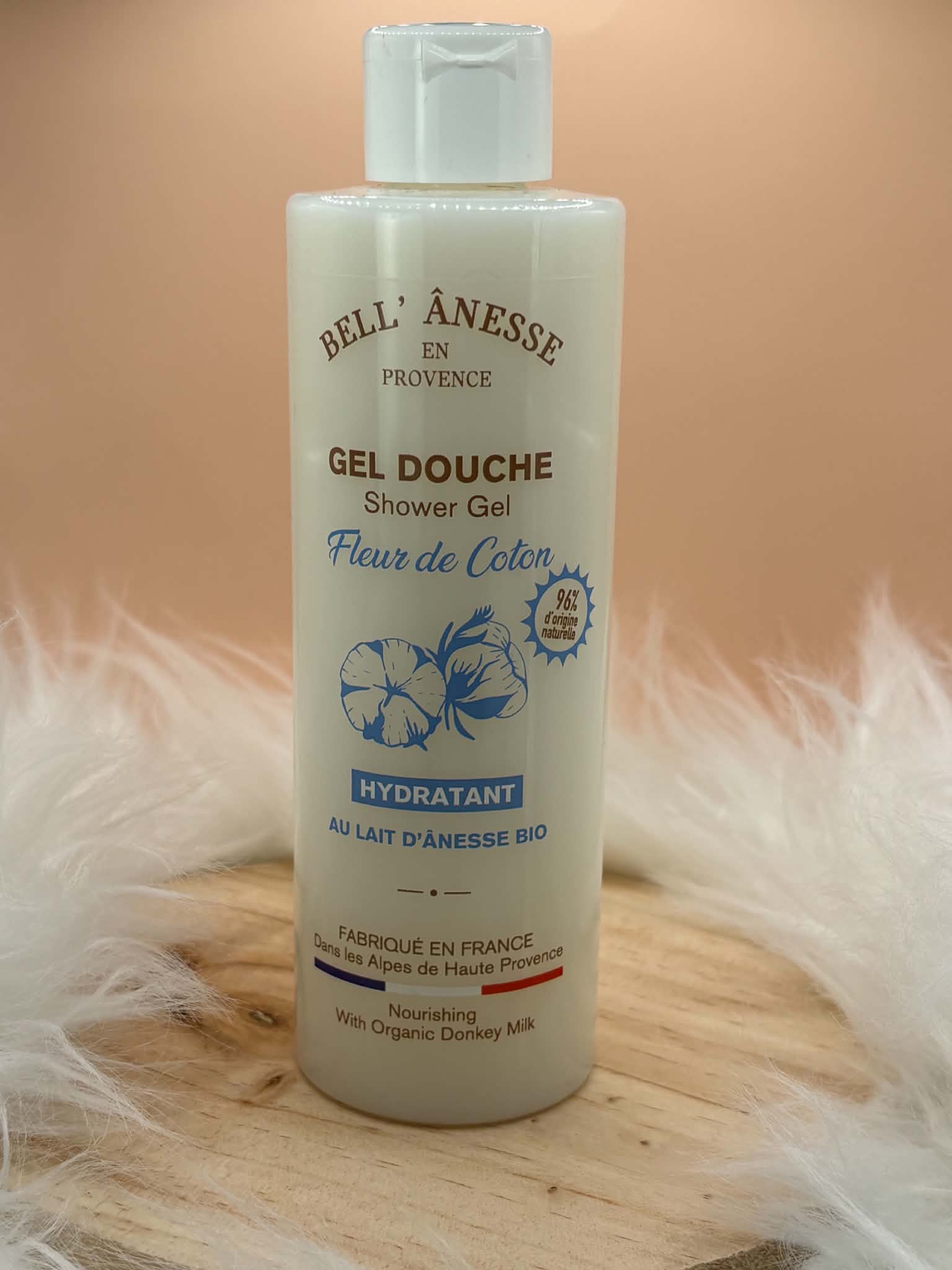 Gel douche lait d’ânesse fleur de coton